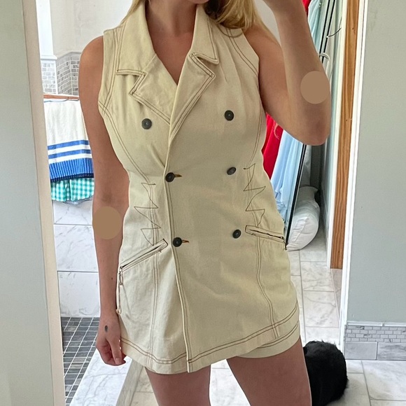 🏷️ VINTAGE Fore Warned Denim Skort/Jumper/Romper - Picture 10 of 15